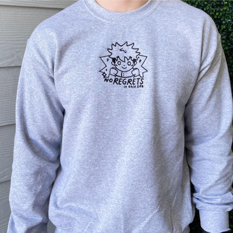 Naruto No Regret Life Embroidered Crewneck - Exclusive Online Store