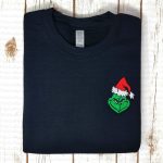 Christmas Grinch Embroidered Sweater - Festive Crewneck for the Holidays