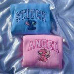 Stylish Embroidered Sweatshirts for Couples - Stitch and Angel Designs