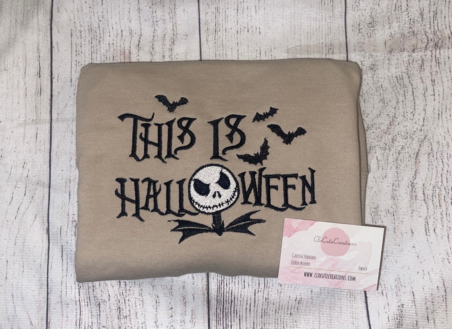 Custom Embroidered Halloween Jack Skellington Crewneck - New Arrival