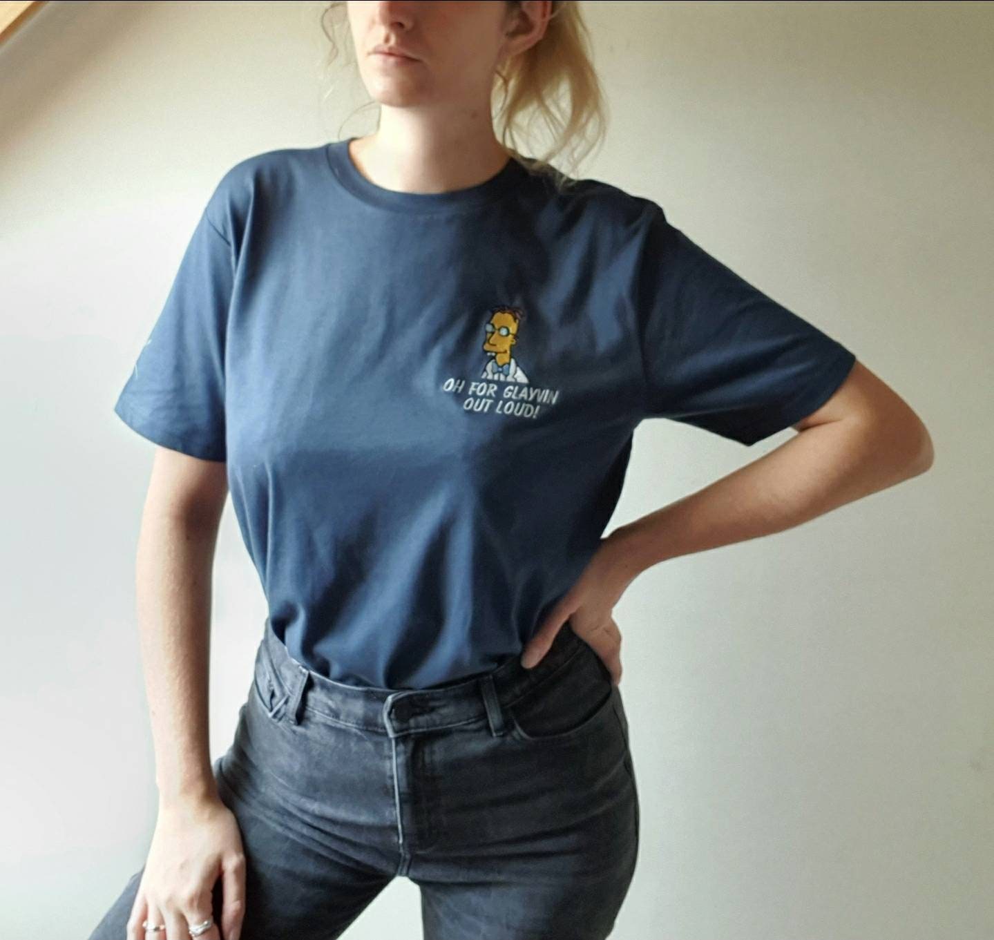 Limited Edition Simpsons Professor Frink Embroidered T Shirt - Shop Online Now!