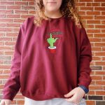 Trendy Embroidered Sweatshirt Crewneck for a Festive Grinch Christmas