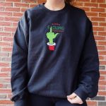 Trendy Embroidered Sweatshirt Crewneck for a Festive Grinch Christmas