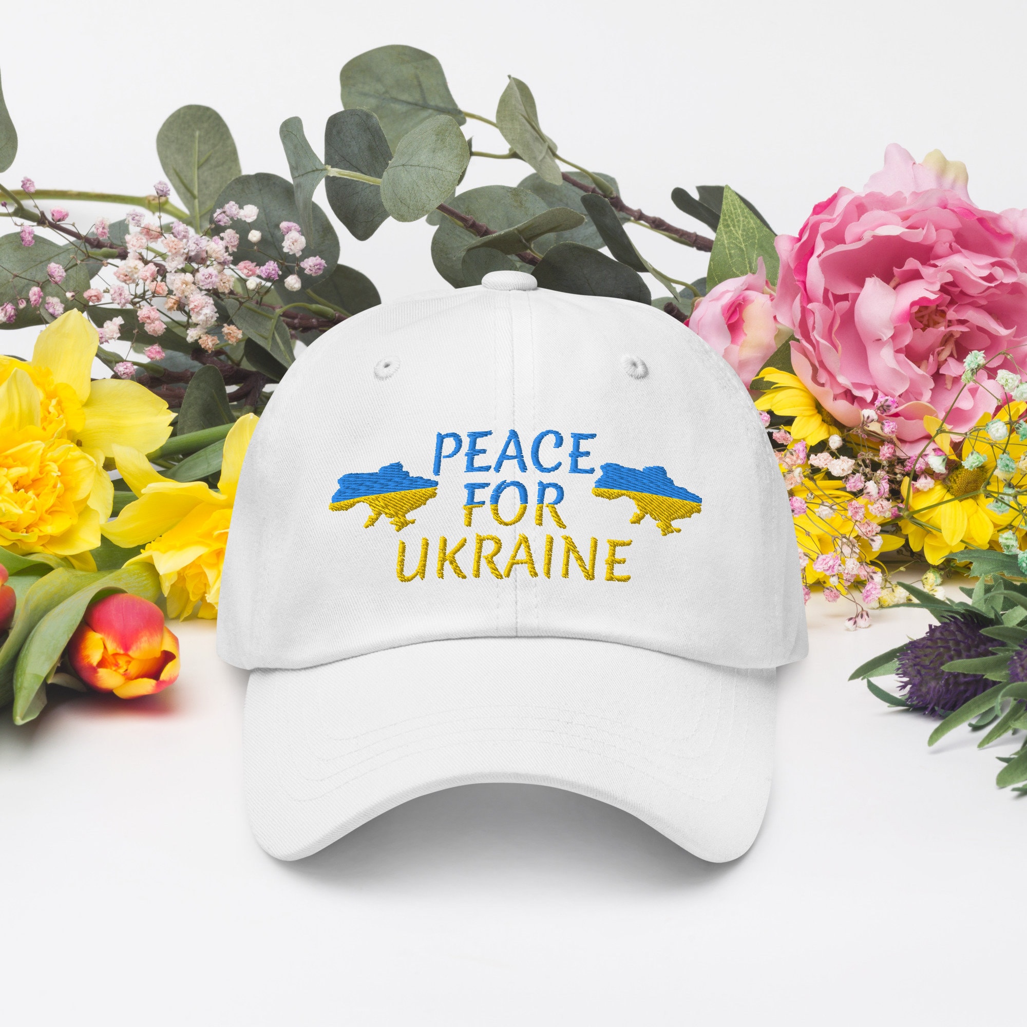 Stylish Embroidered Hat - Promote Peace for Ukraine, Say No to War
