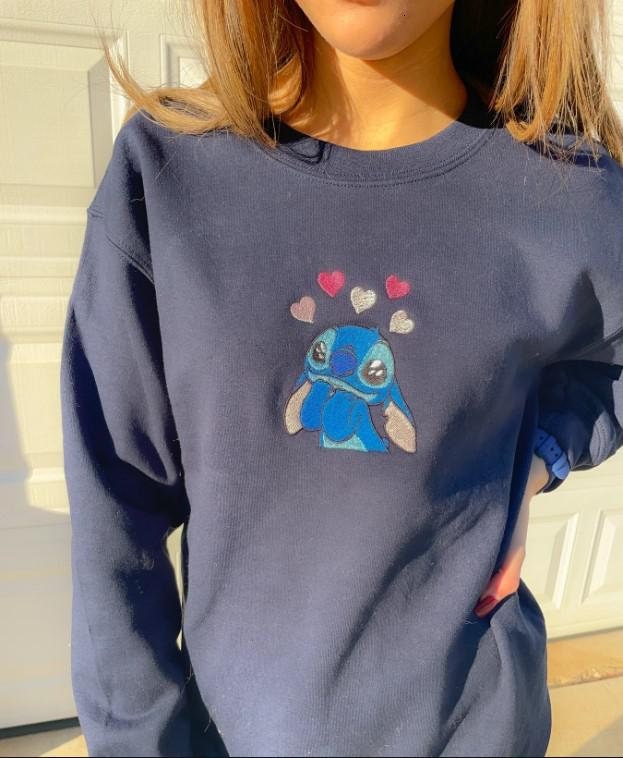 Disney Stitch Embroidered Crewneck Shirt - Limited Edition