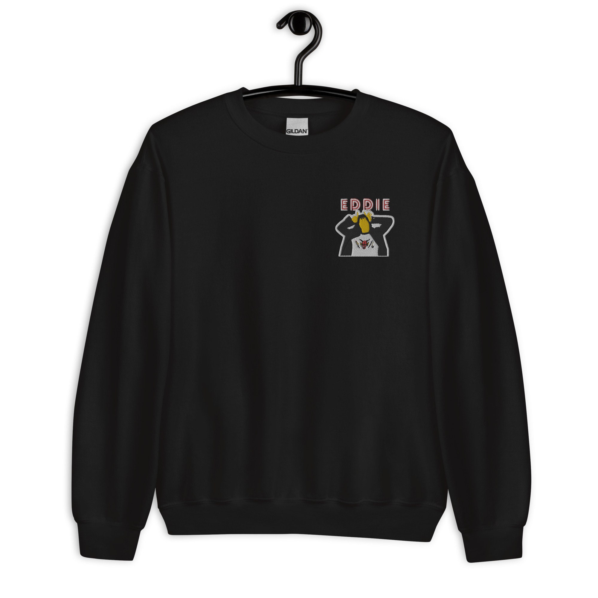 Stylish Eddie Munson Icon Embroidered Sweater - Shop Online Now!