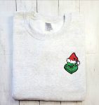 Christmas Grinch Embroidered Sweater - Festive Crewneck for the Holidays