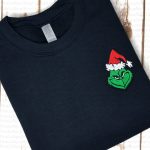 Christmas Grinch Embroidered Sweater - Festive Crewneck for the Holidays