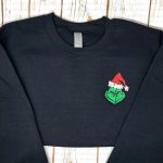 Christmas Grinch Embroidered Sweater - Festive Crewneck for the Holidays