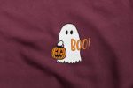 Spooky Ghost Pumpkin Embroidered Crewneck - Perfect for Halloween