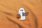 Spooky Ghost Pumpkin Embroidered Crewneck - Perfect for Halloween