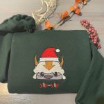 Christmas Embroidered Sweatshirt Shirt - Appa Avatar in a Festive Hat