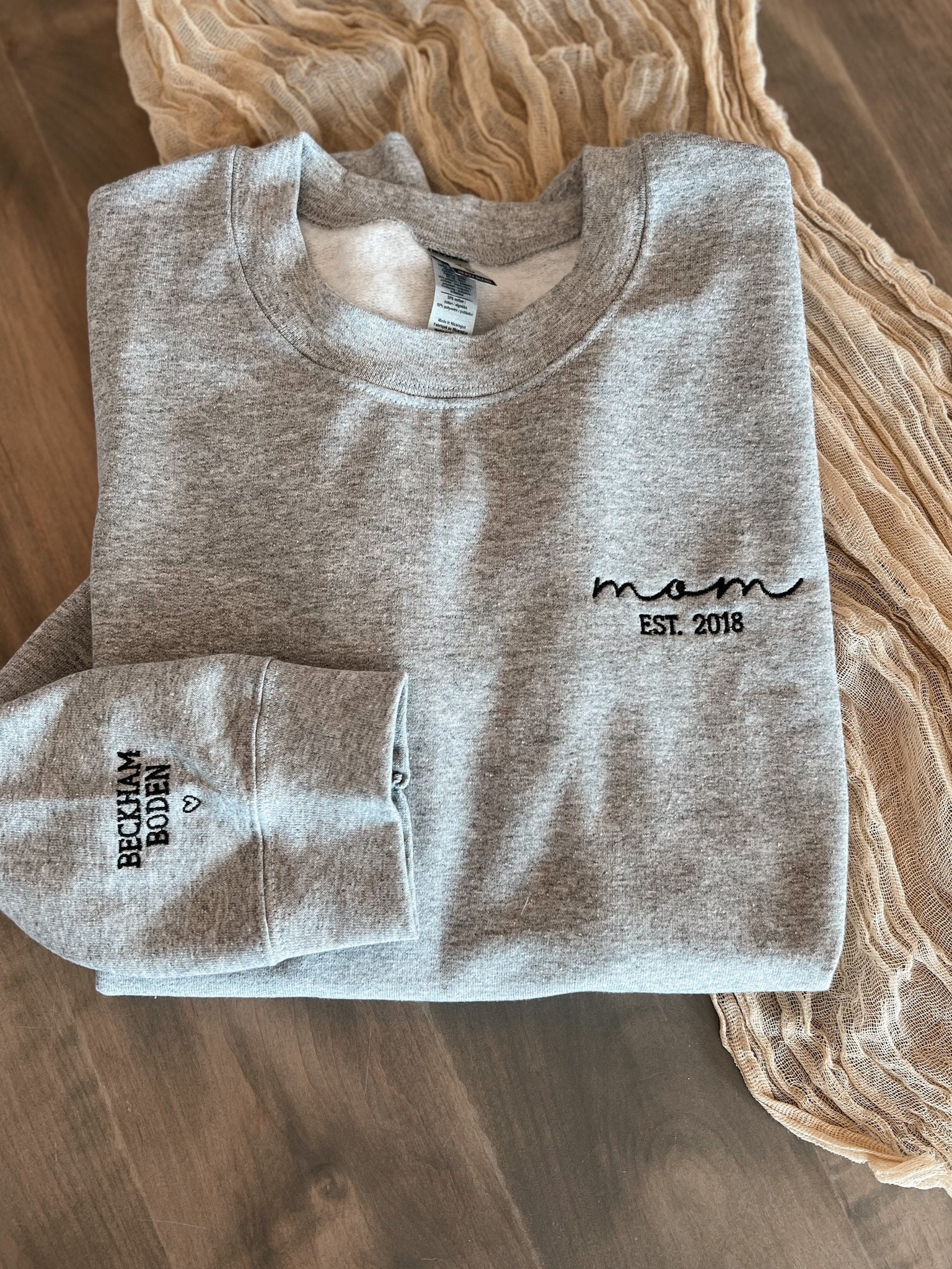 Custom Embroidered Sweatshirt with Personalized Kids Names for Grandmothers and Moms