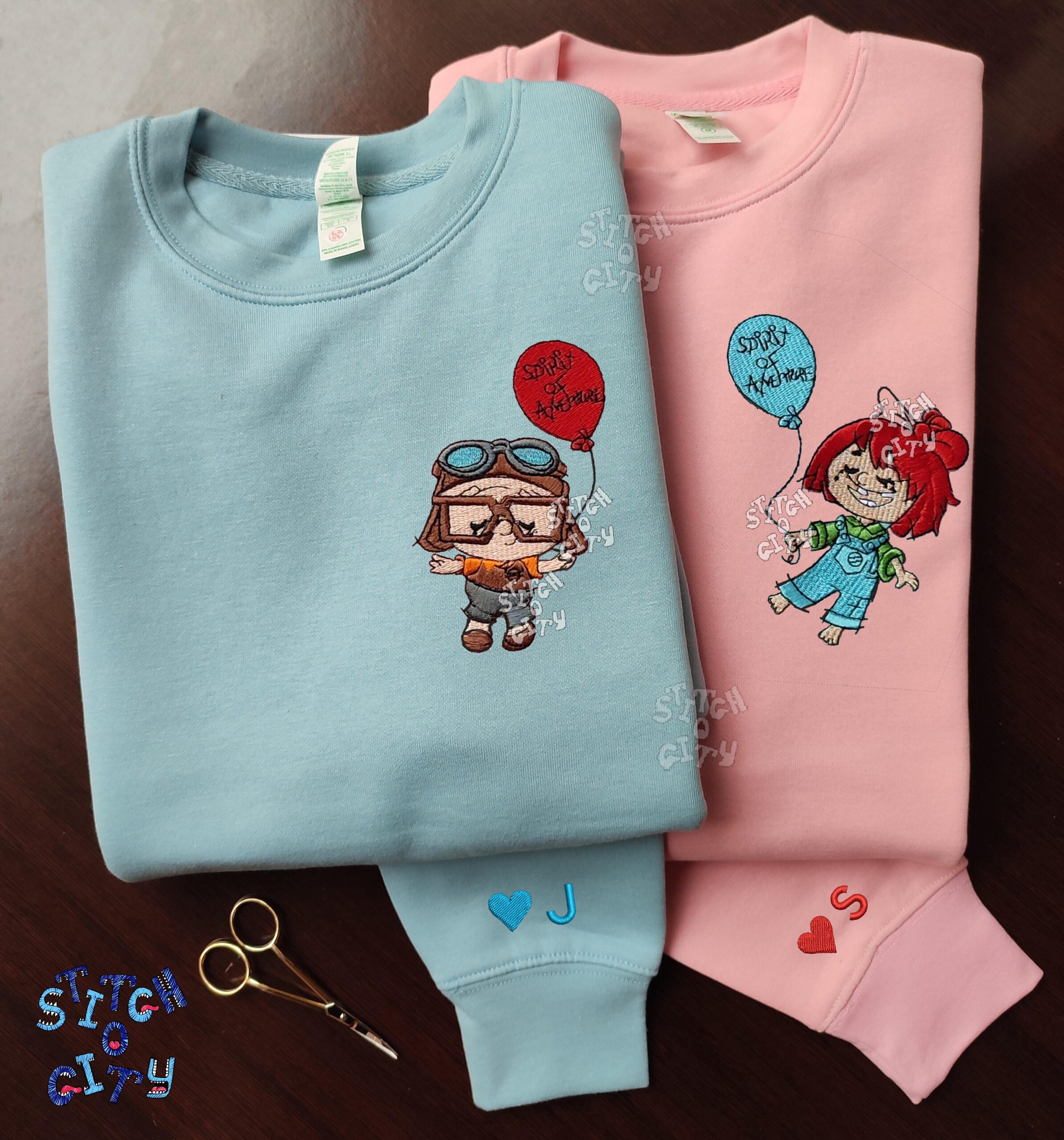 Embroidered Adventure Couple Characters Hoodie - Lovely and Unique Design