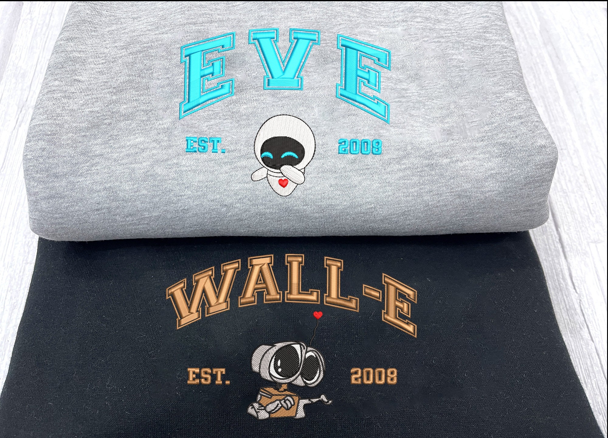 Stylish Embroidered Cartoon Sweatshirts for Couples - Walle X Eve