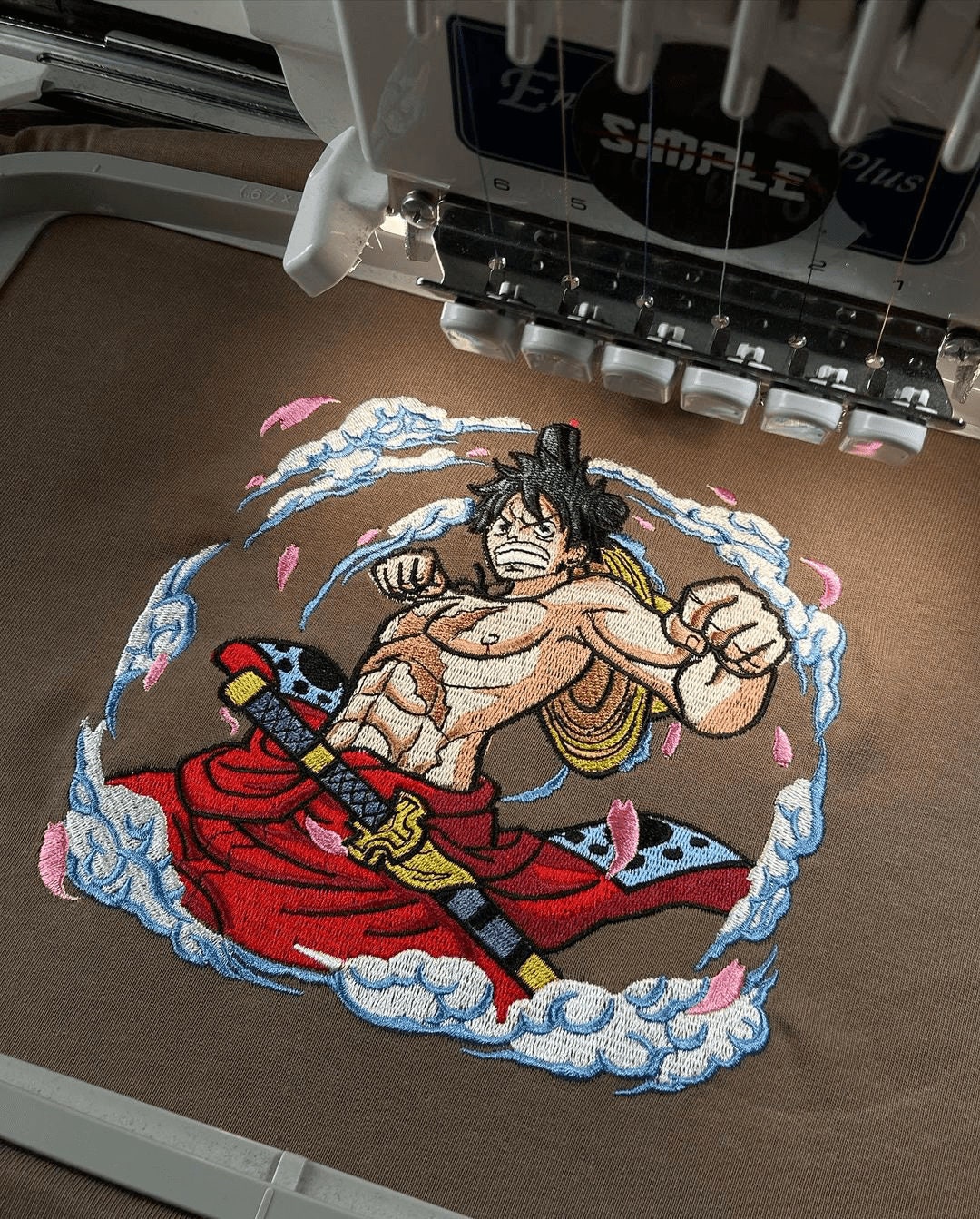 Shop Embroidered Luffy Arc Wano Crewneck - Perfect Gifts for One Piece Anime Fans